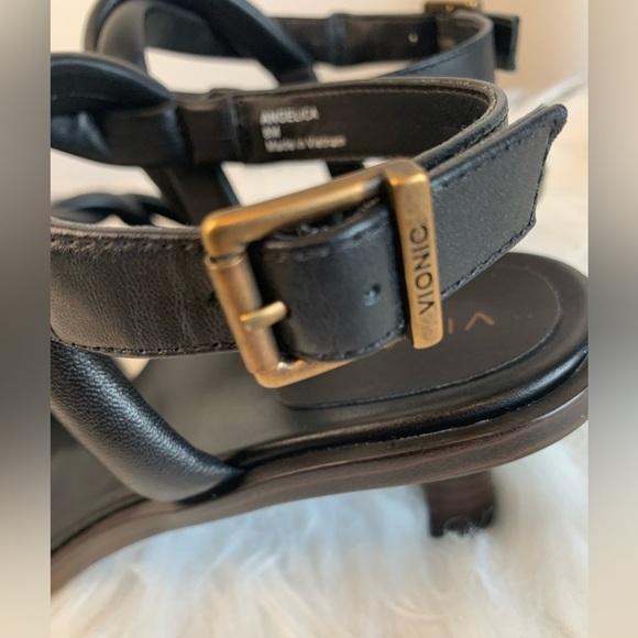 Vionic Black Sandals with Ankle Straps and Braided Design - Picture 4 of 10